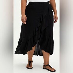 Torrid Black High-Low Ruffle Skirt